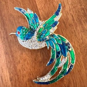 Vintage Enamel Bird Brooch